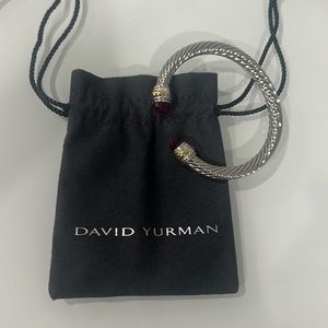 Sterling and gold David Yurman twisted cable cuff bracelet; 7mm